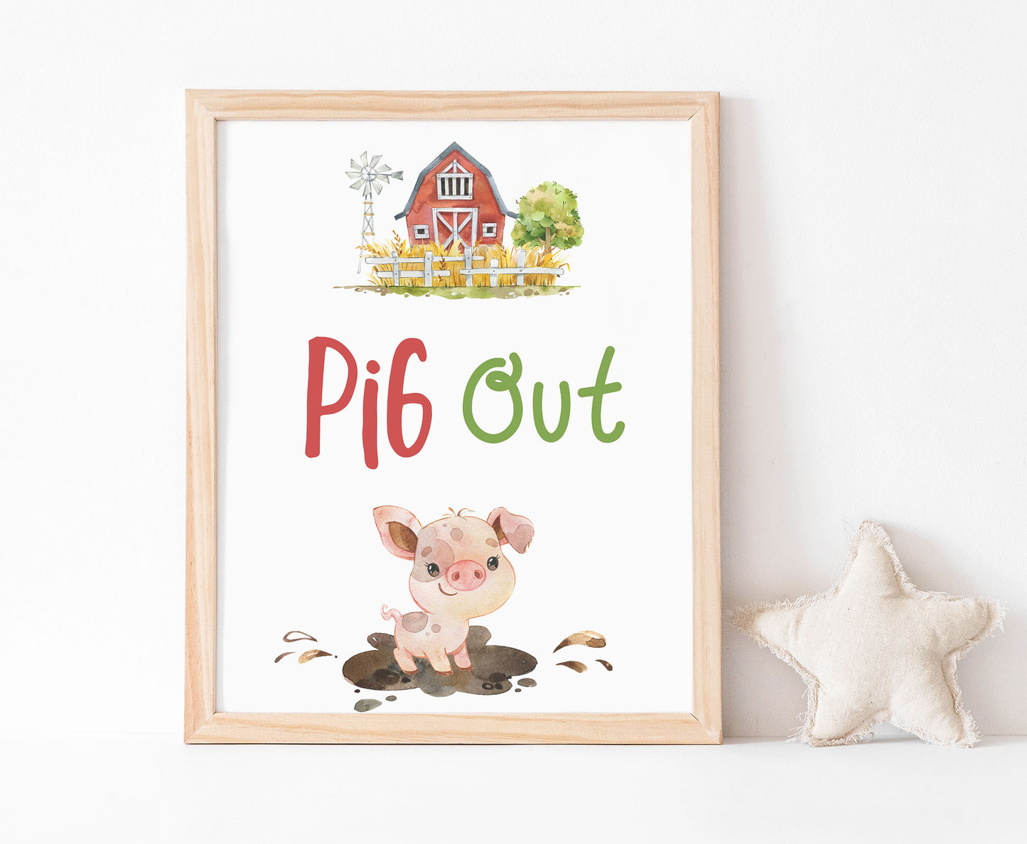 Pig Out Sign Printable | Farm Party Table Decoration - 11d