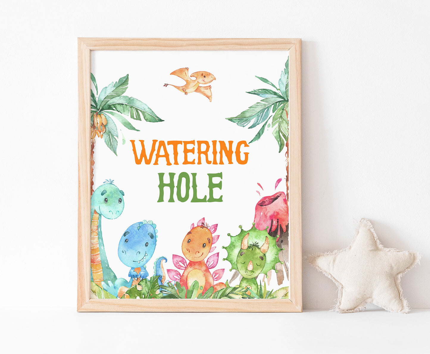 Dinosaur Watering Hole Sign | Dinosaur Themed Party Table Decorations - 08A