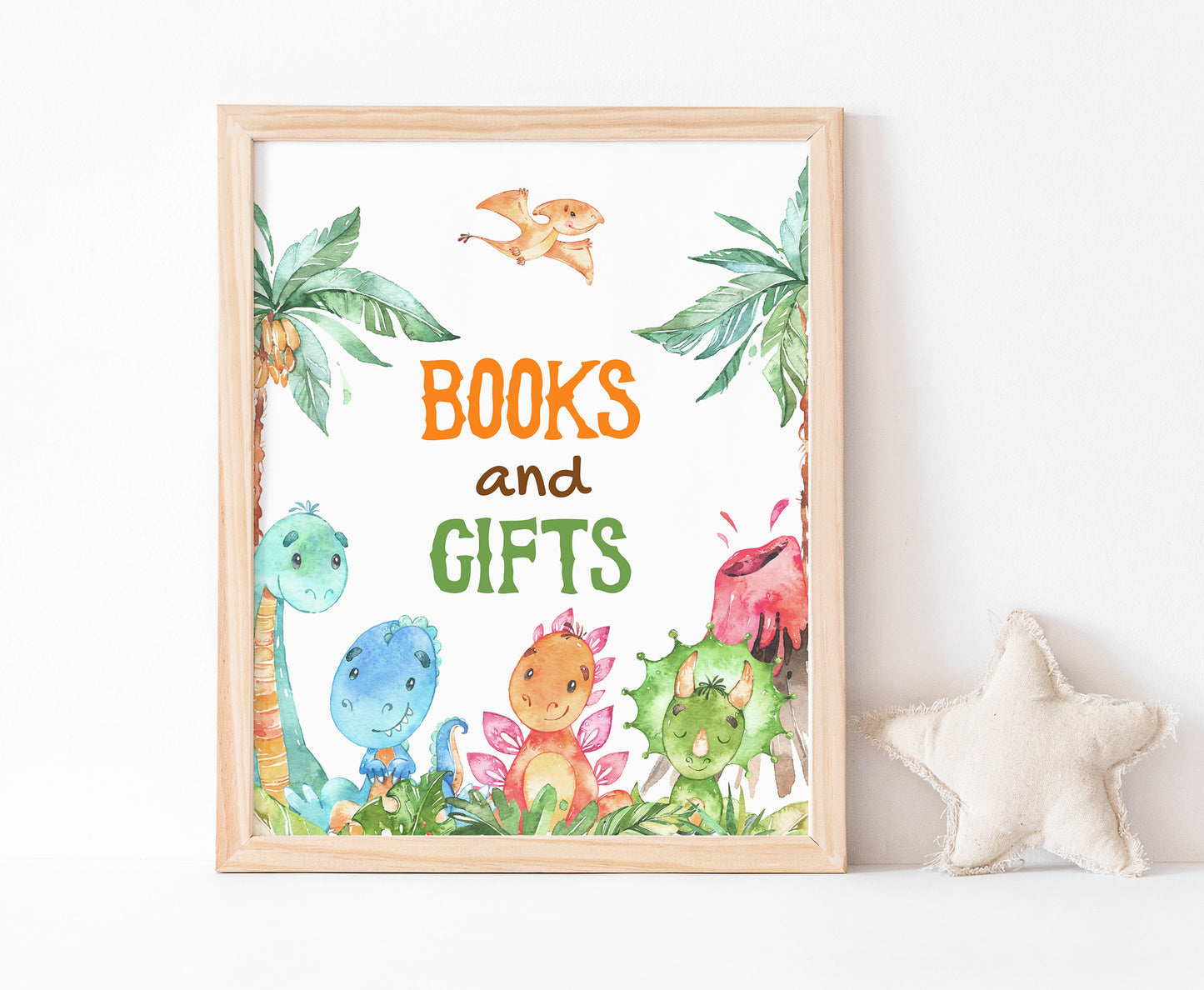 Dinosaur Books and Gifts Sign | Dinosaur Themed Party Table Decorations - 08A