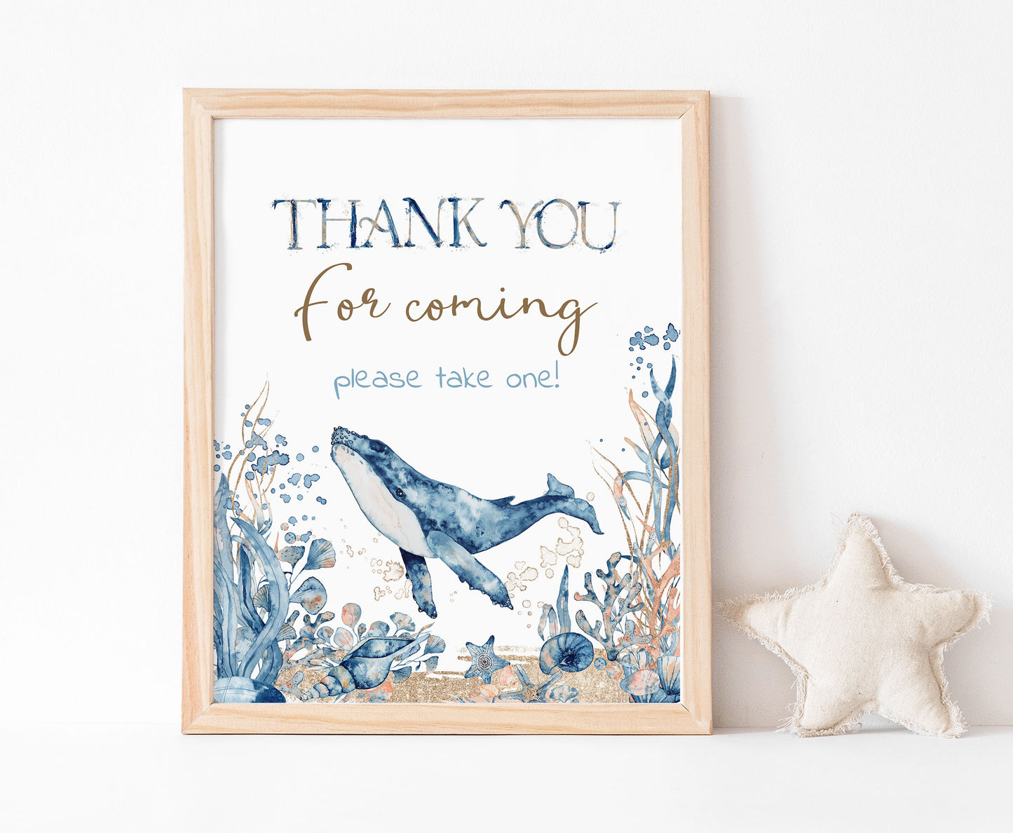 Whale Thank you for coming Sign | Under the sea Themed Party Table Decorations - 44C