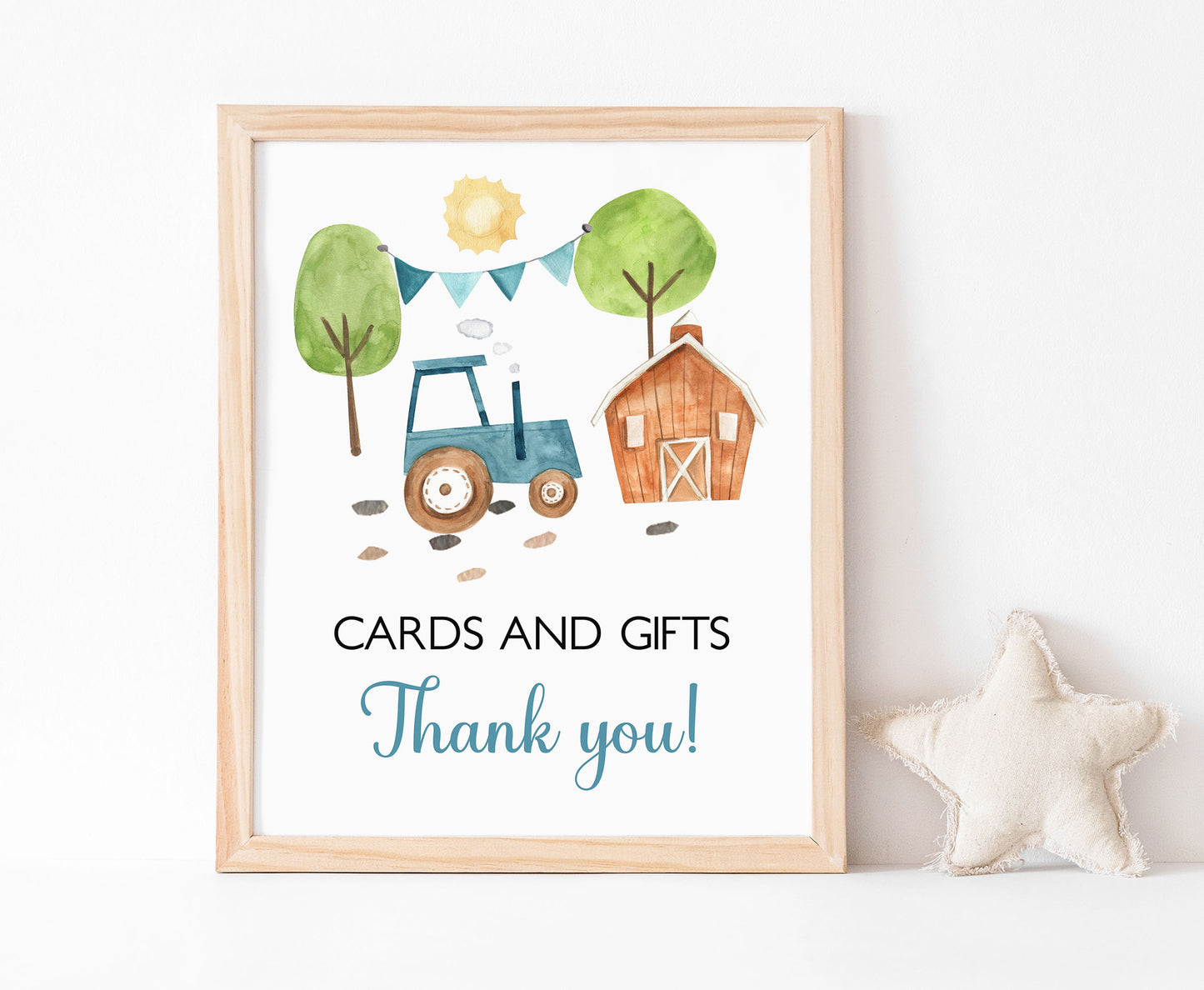 Tractor Cards and Gifts table Sign | Farm Party Decorations - 11F