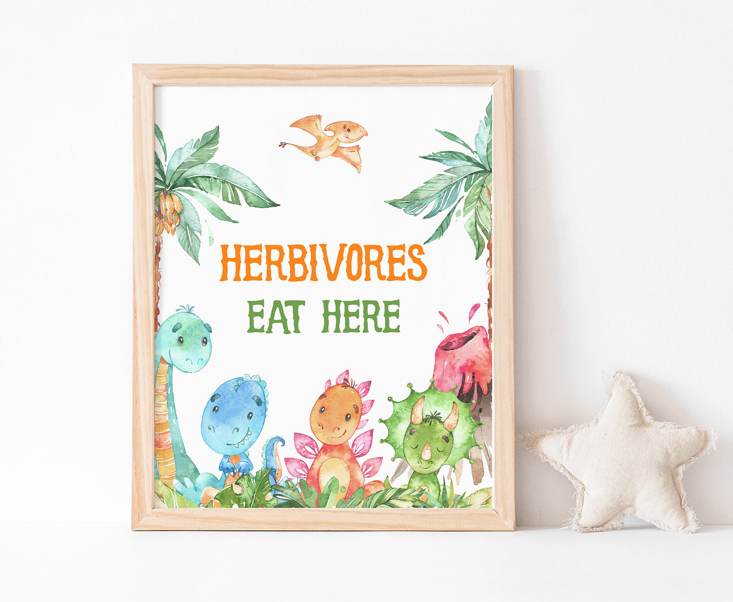 Dinosaur Herbivores Eat Here Sign | Dinosaur Themed Party Table Decorations - 08A