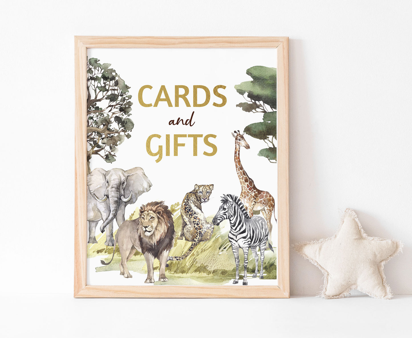 Safari Cards and Gifts Sign | Jungle Themed Party Table Decorations - 35I