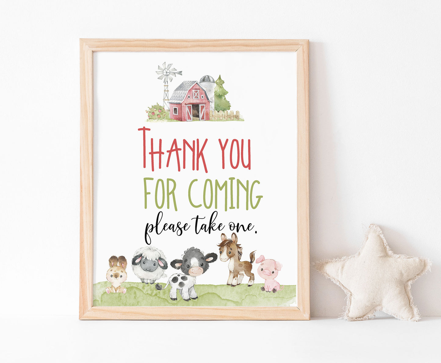 Thank You For Coming Sign Printable | Girl Farm Party Table Decoration - 11C1