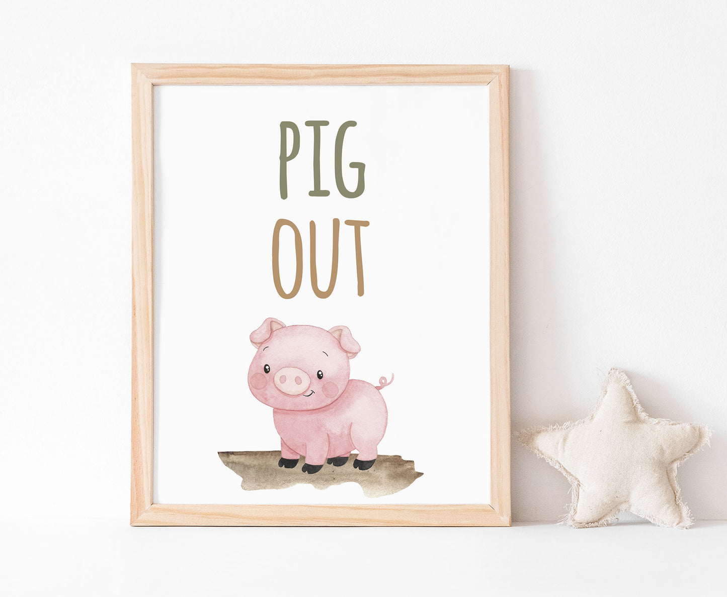 Pig Out Sign Printable | Farm Party Table Decoration - 11E