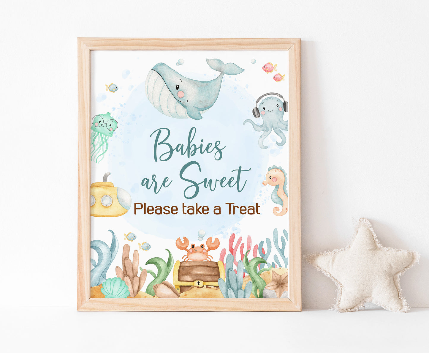 Under the Sea Babies are Sweet Sign | Ocean Themed Party Table Decorations - 44A