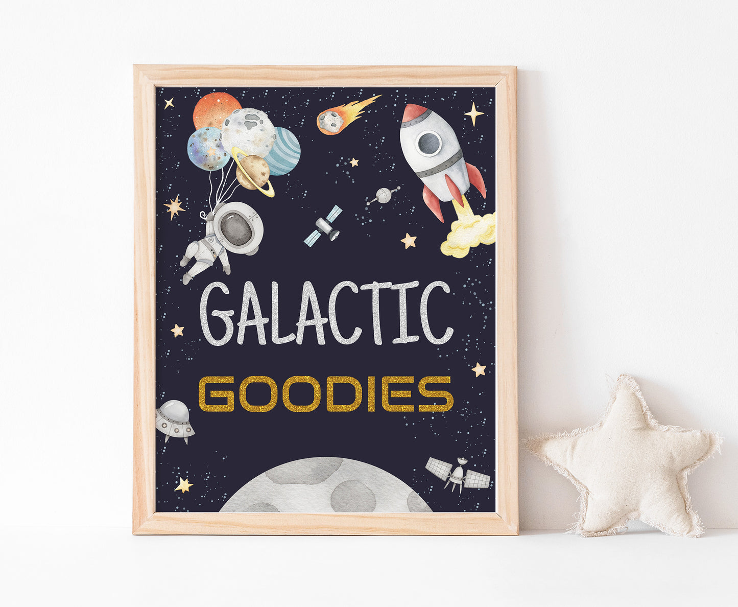 Space Galactic Goodies Sign | Jungle Themed Party Table Decorations - 39C