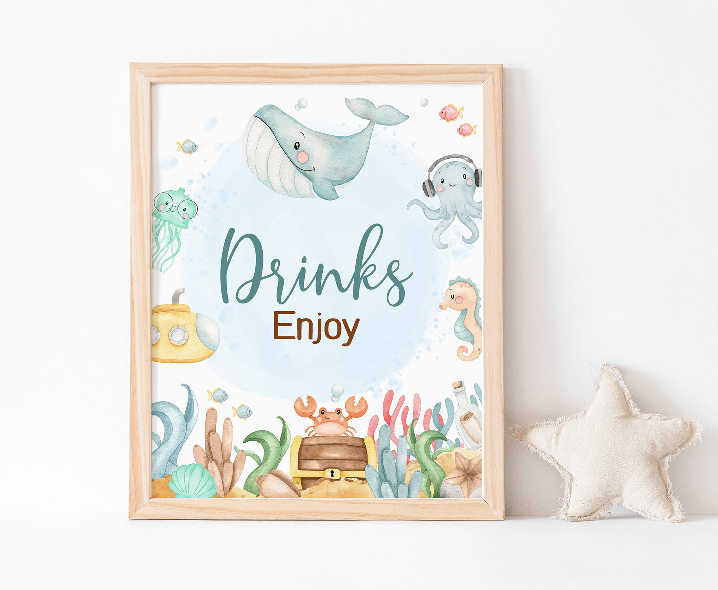 Under the Sea Drinks Sign | Ocean Themed Party Table Decorations - 44A