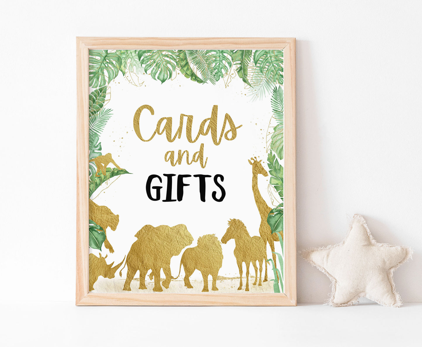 Safari Cards and Gifts Sign | Jungle Themed Party Table Decorations - 35K