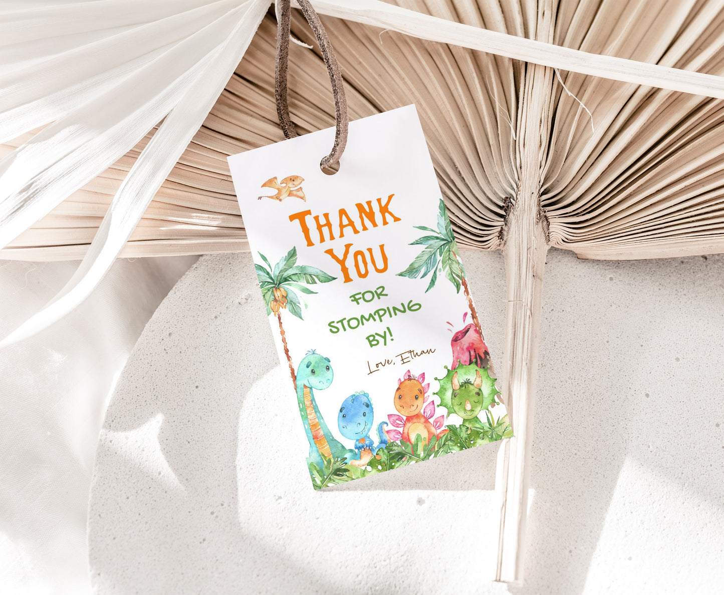 Editable Dinosaurs Thank You Tags | Dinosaurs Birthday Party Favor Tags - 08A