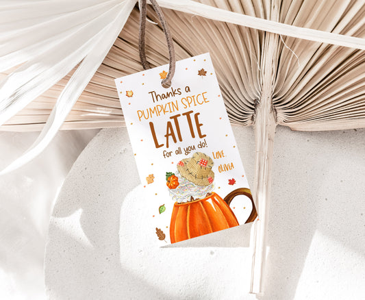 Thanks a Latte Tags | Editable Pumpkin Spice Thank You Tags - 30