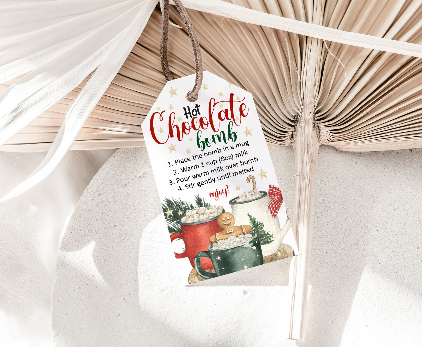 Hot cocoa Bomb Tags | Christmas Hot Chocolate Bomb Instructions Favor Tags - 112