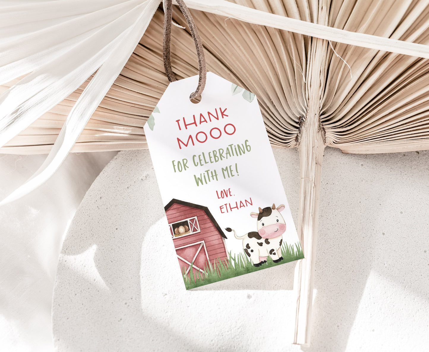 Cow Thank You Tags | Farm Birthday Party Printable - 11A