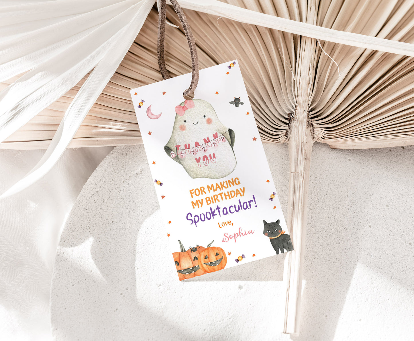 Editable Girl Ghost thank you Tags | Halloween Gift Tags - 115L