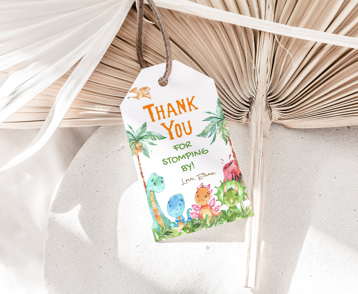 Editable Dinosaurs Thank You Tags | Dinosaurs Birthday Party Favor Tags - 08A