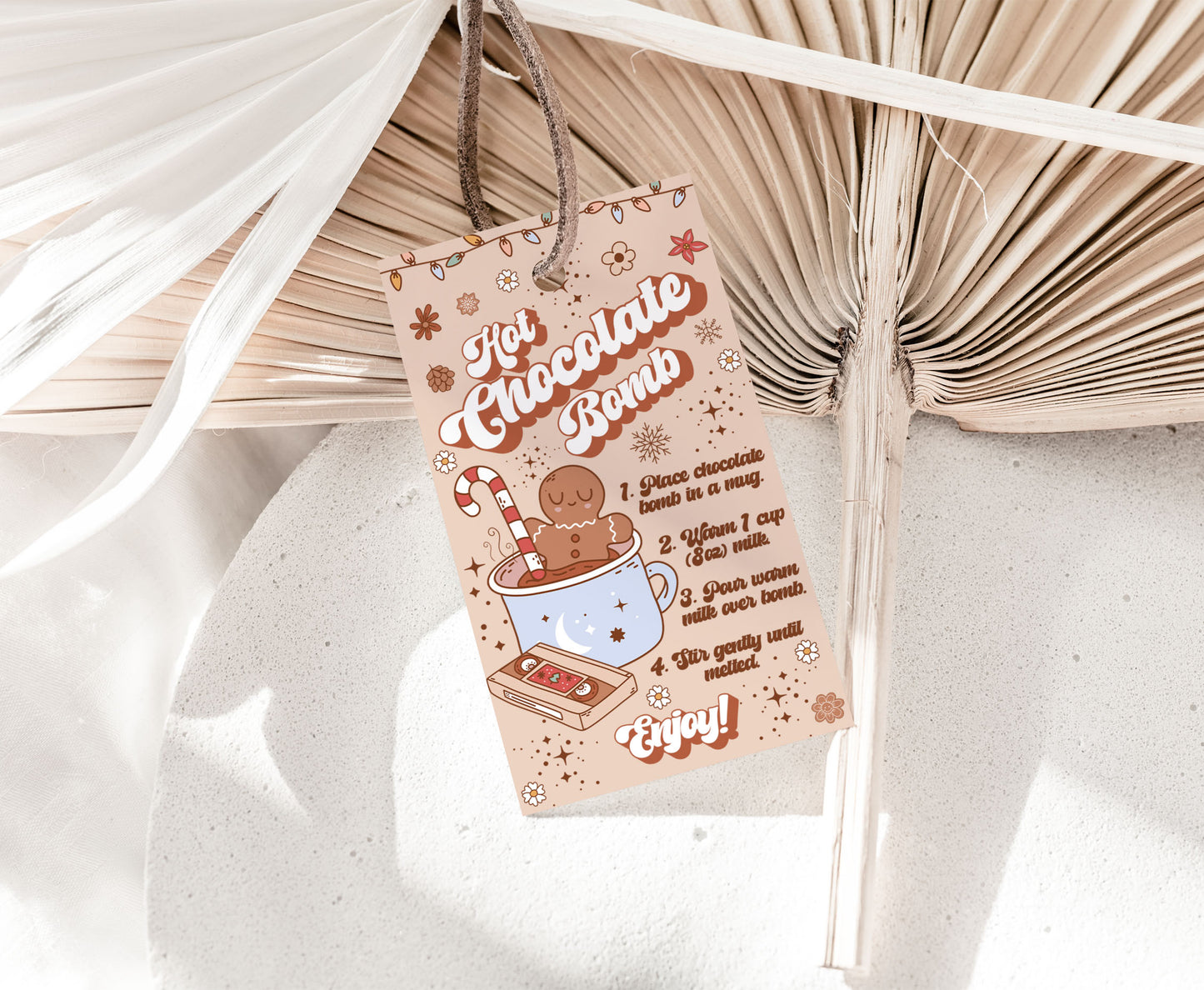 Groovy Hot cocoa bomb Tags | Retro Christmas Hot Chocolate Bomb Instructions Favor Tags - 112