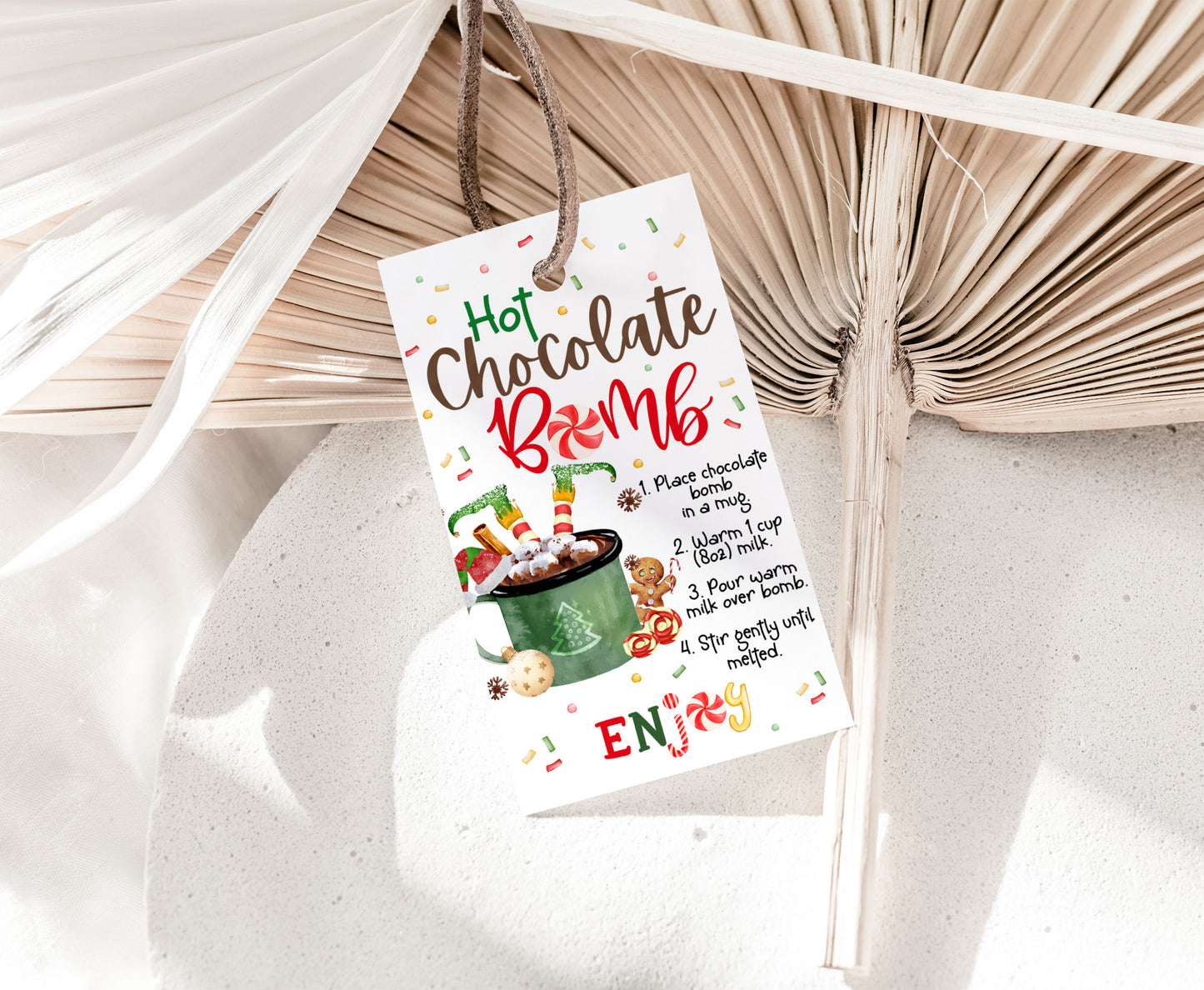 Elf hot chocolate bomb Tags | Christmas Hot Chocolate Bomb Instructions Favor Tags - 112