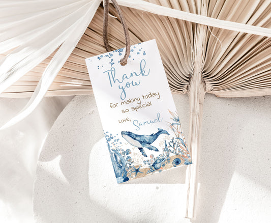 Editable Whale Thank You Tags | Under the sea Favor Tags - 44C