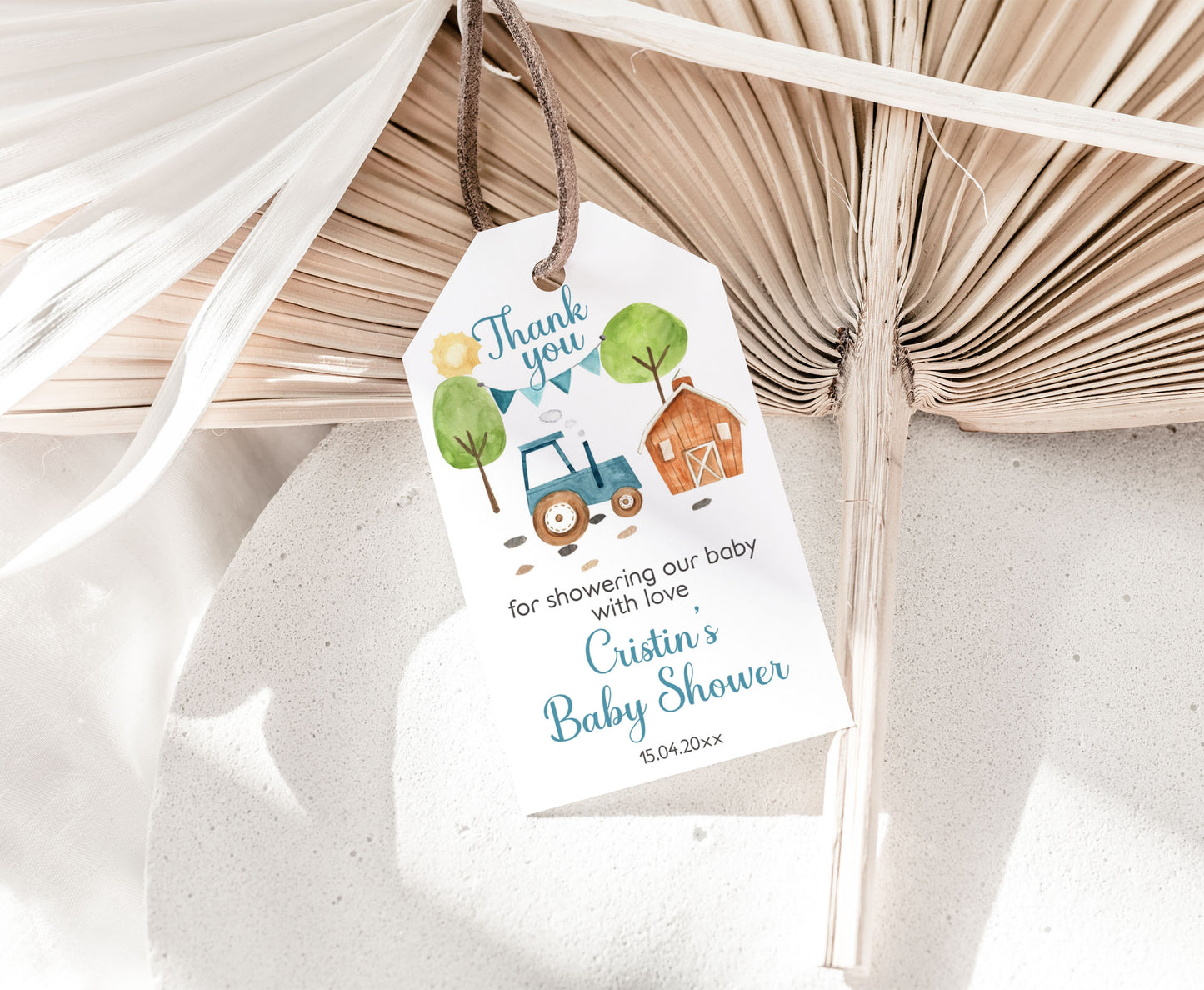Editable Tractor Thank You Tags | Farm Baby Shower Favor Tags - 11F