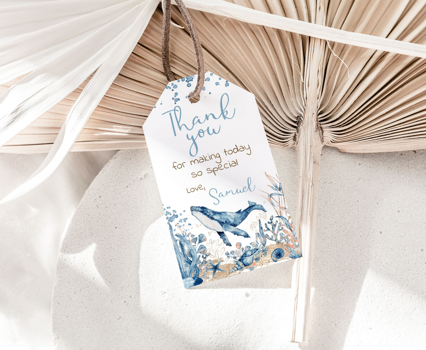 Editable Whale Thank You Tags | Under the sea Favor Tags - 44C