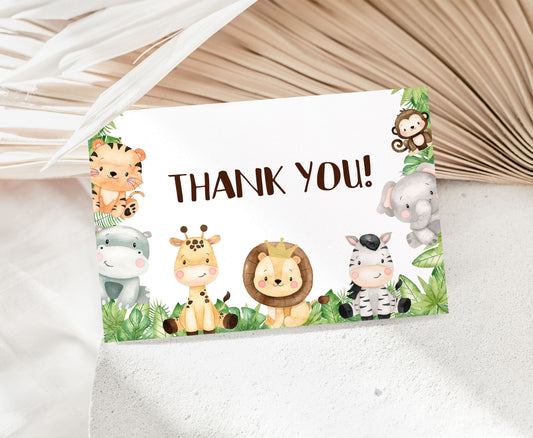 Safari Thank You Card | Jungle Birthday Party Printables - 35E
