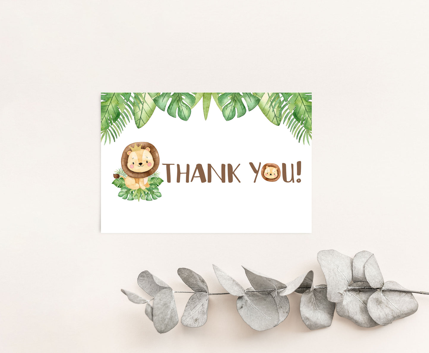 Lion Thank You Card |  Safari Party Printables  - 35E