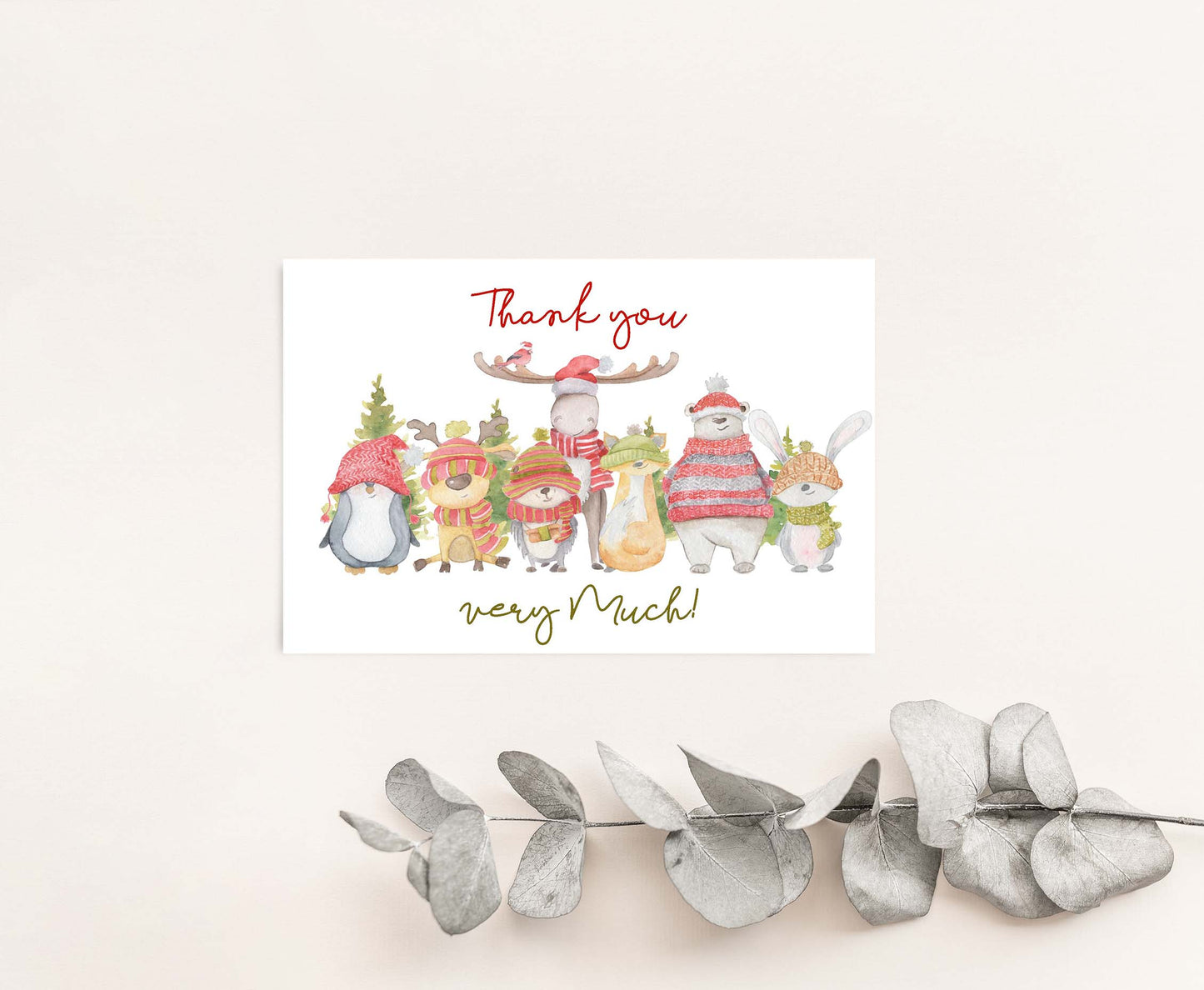 Animals Thank You Card |  Thank you very Much Christmas Card- 112