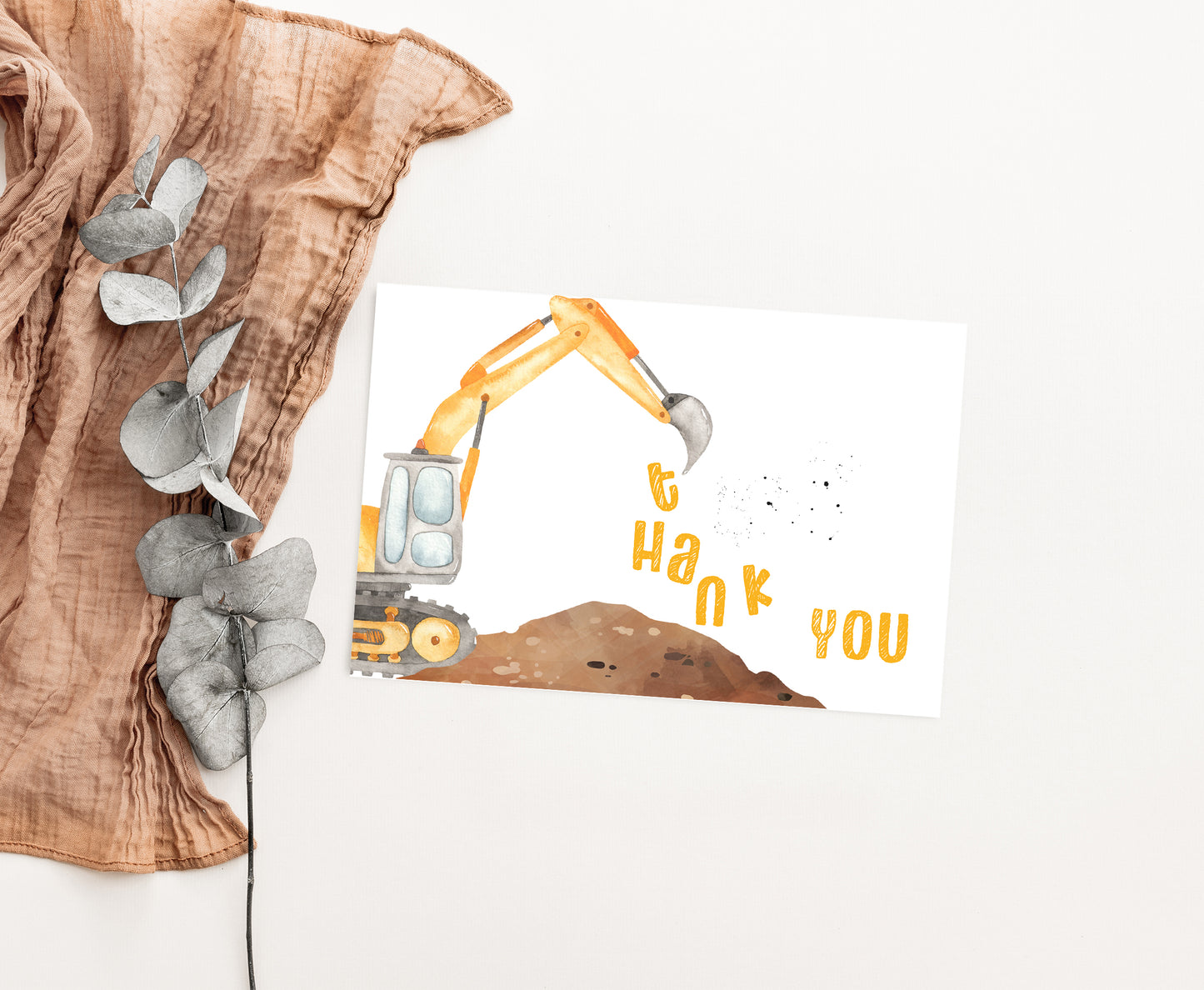 Construction Thank You Card | Under Construction Party Printables - 07A