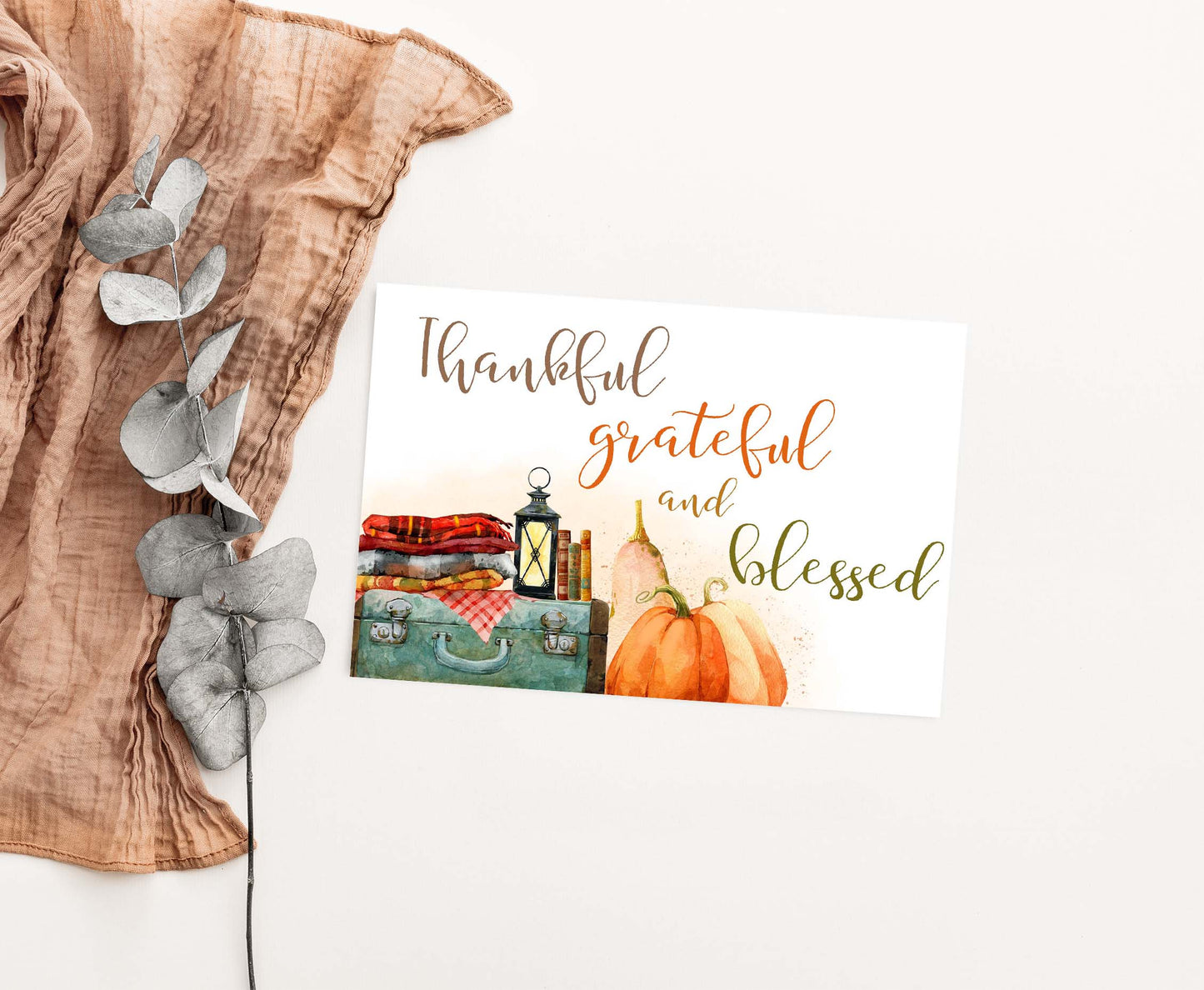 Autumn Thank You Card |  Thankful  greeting and blessed  card - 30