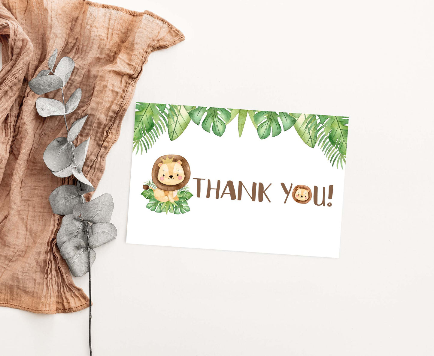 Lion Thank You Card |  Safari Party Printables  - 35E