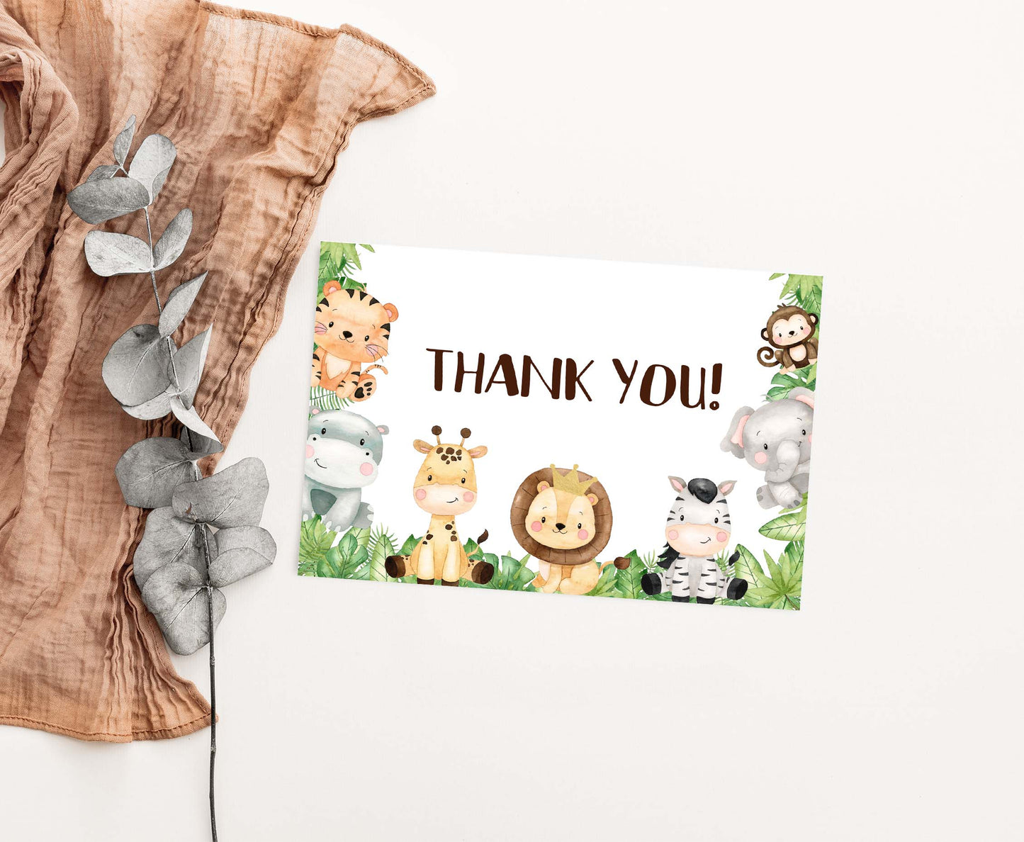 Safari Thank You Card | Jungle Birthday Party Printables - 35E