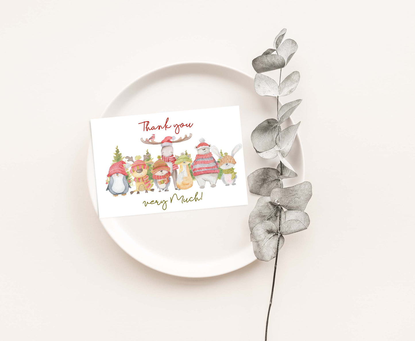 Animals Thank You Card |  Thank you very Much Christmas Card- 112