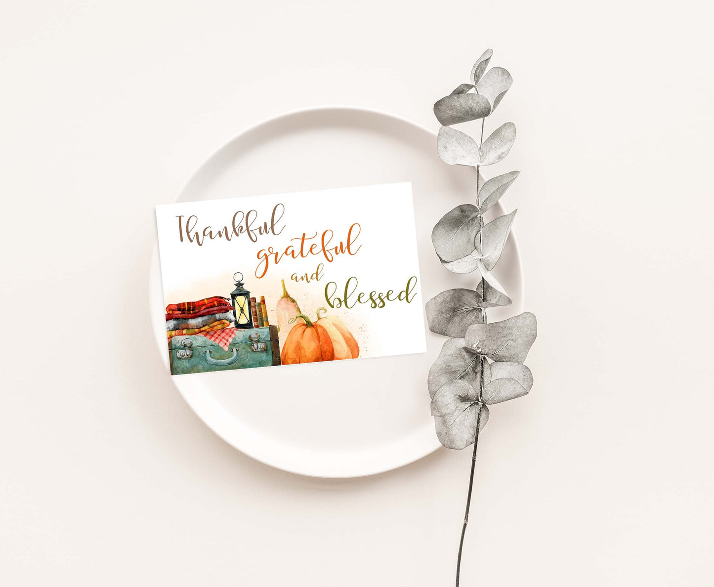 Autumn Thank You Card |  Thankful  greeting and blessed  card - 30
