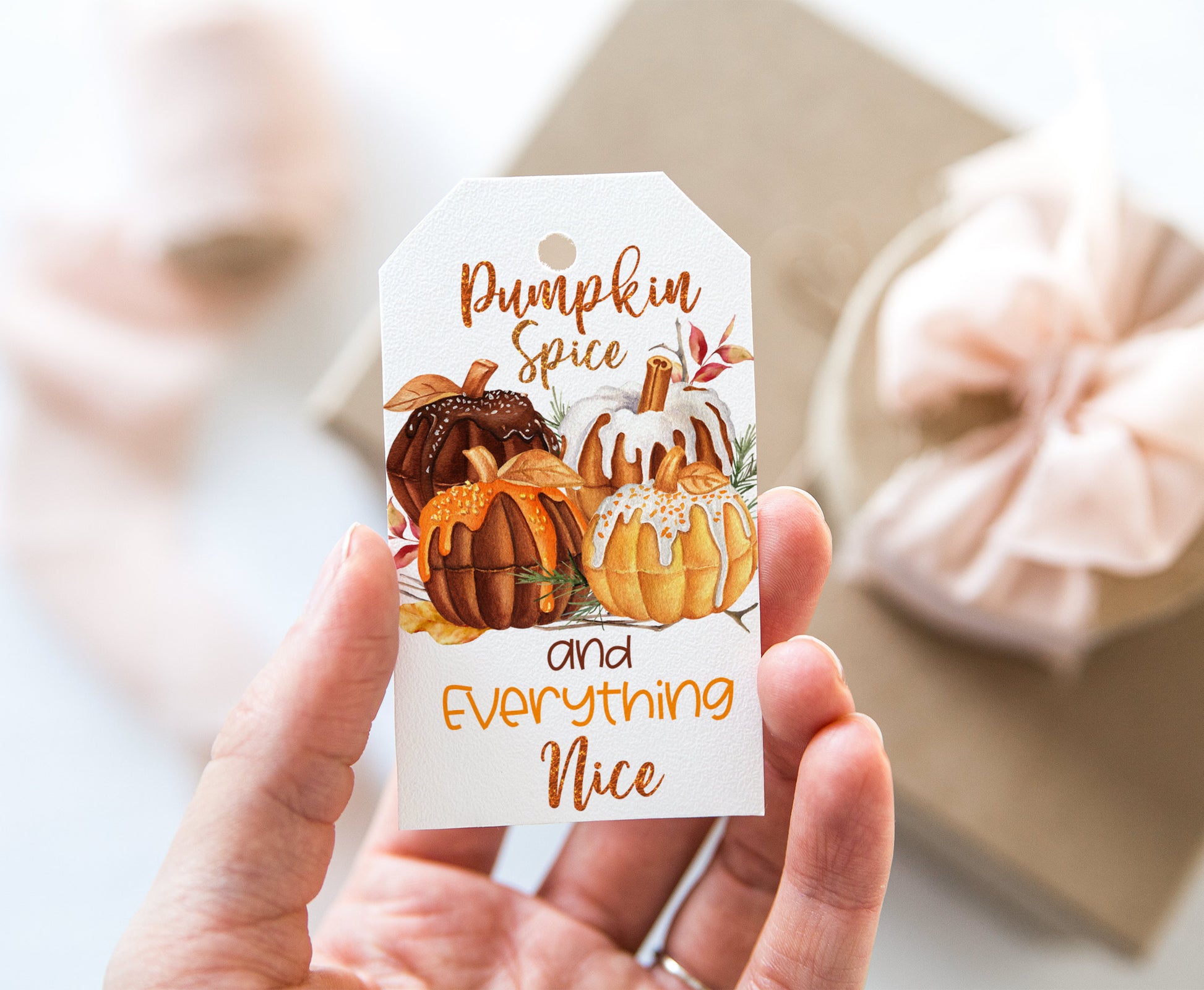 Printable Fall Pumpkin Spice Treat Tags, Baked Goods Tags, Candy
