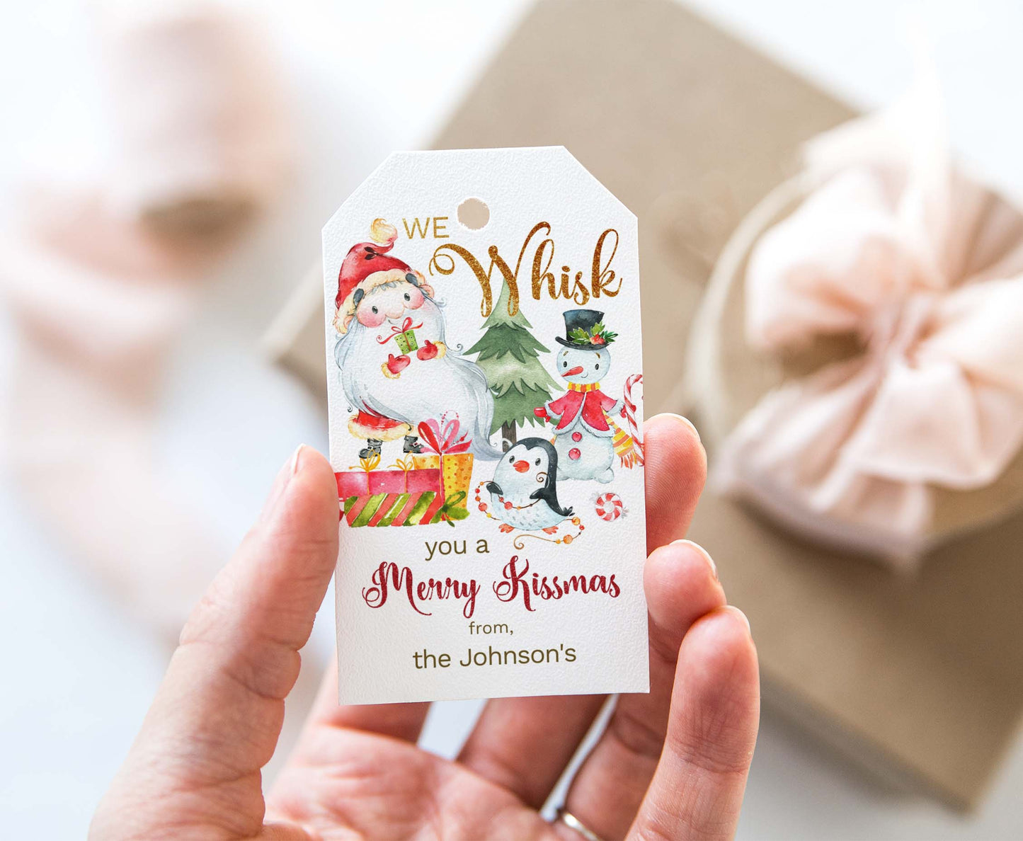 We wisk you a merry kissmas Tags | Editable Christmas Gift Tag - 112
