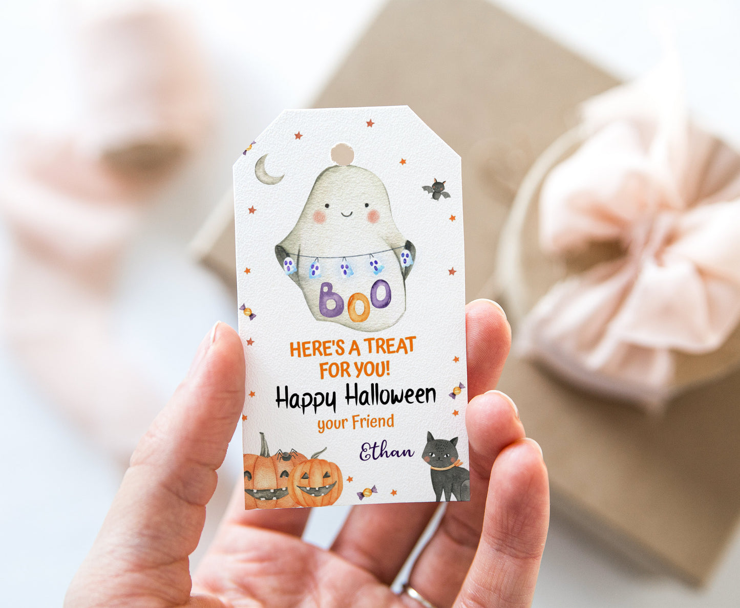 Editable Halloween Favor Tags | Boo Gift Tags - 115L
