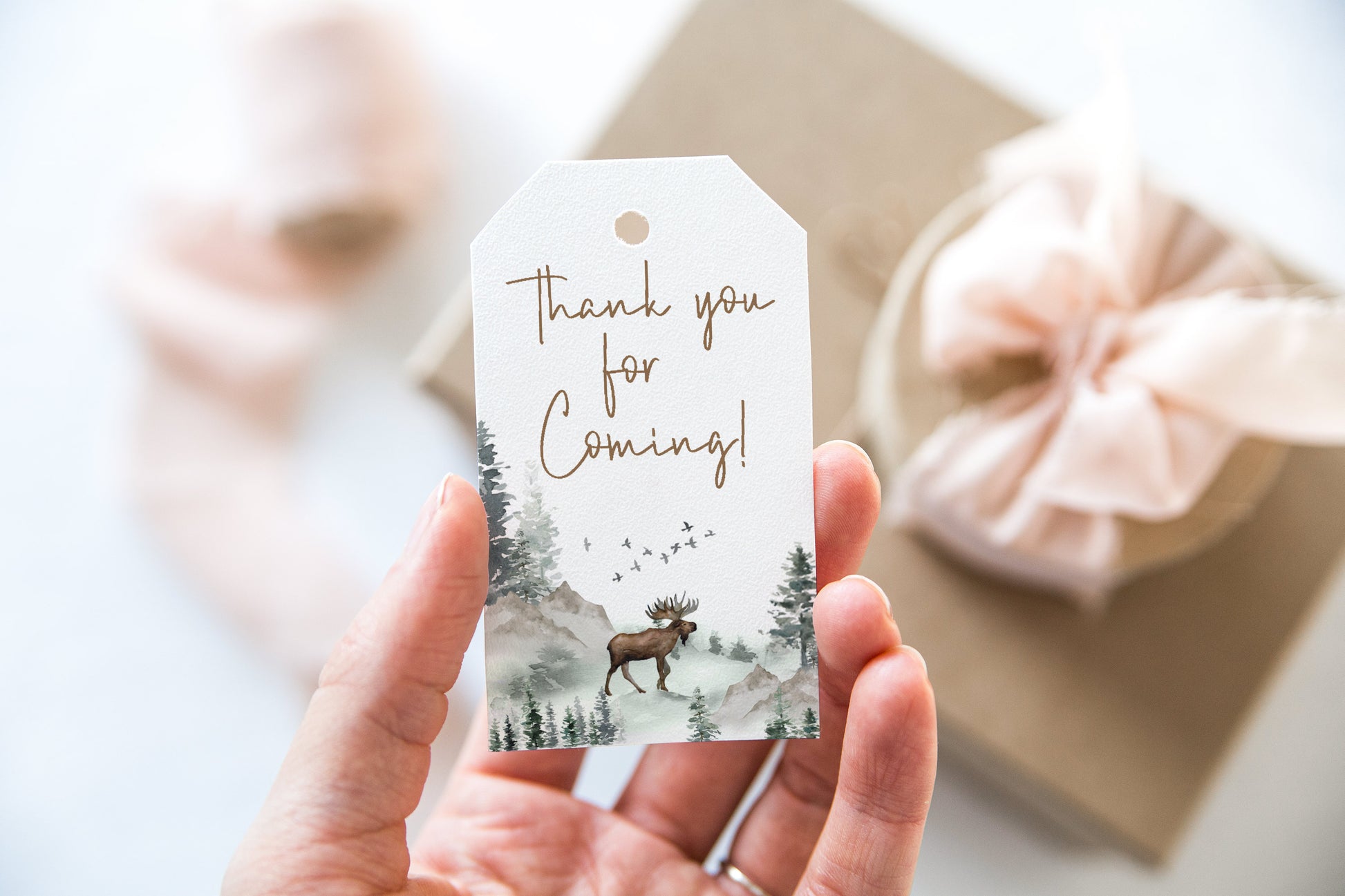 Moose Thank You Tags  Woodland Party Favor Tags - 47H – Print My Party