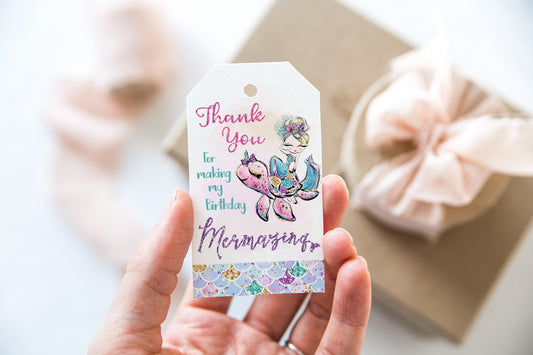 Mermaid Thank You Tags | Under the Sea Birthday Party Favor Tags - 20B1