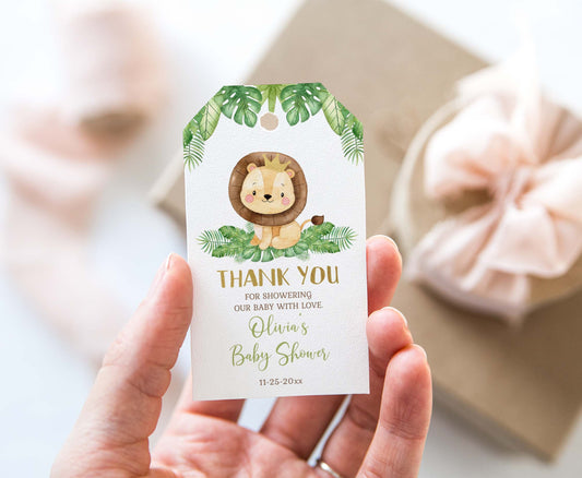 Editable Lion Thank You Tags | Safari Baby Shower Favor Tags - 35E