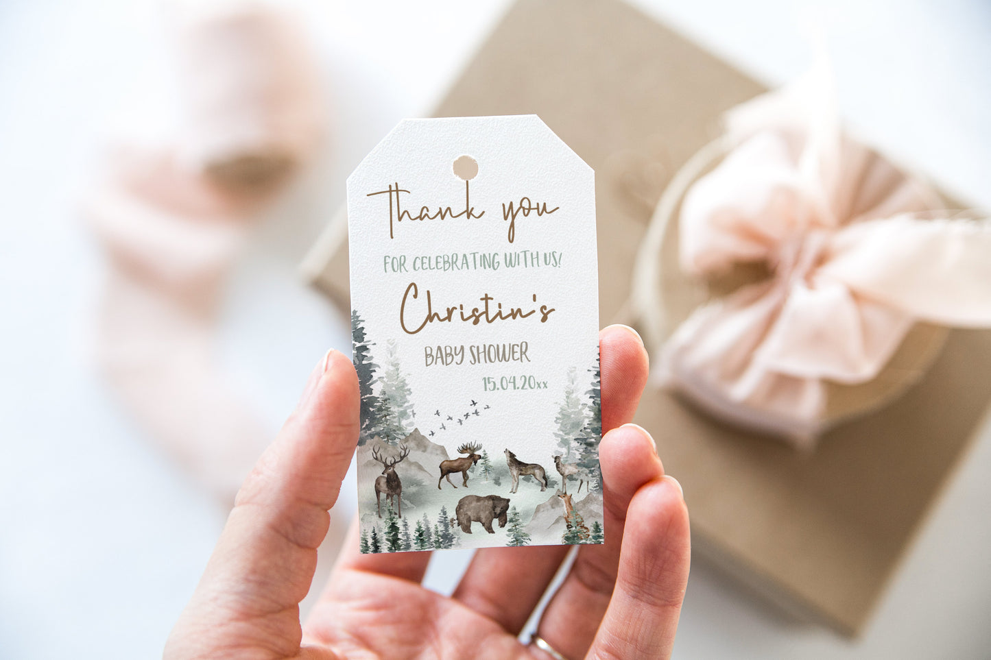 Woodland Thank you Tags | Woodland Baby Shower Favors Tags - 47H