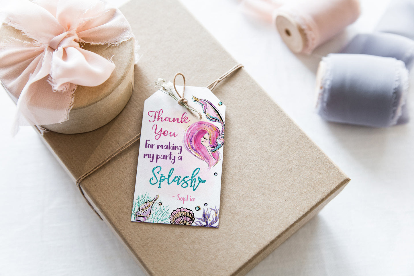 Mermaid Thank You Tags | Under the Sea Themed Birthday Party Favor Tags - 20B1