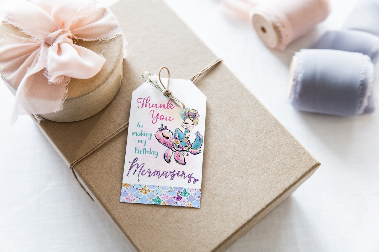Mermaid Thank You Tags | Under the Sea Birthday Party Favor Tags - 20B1