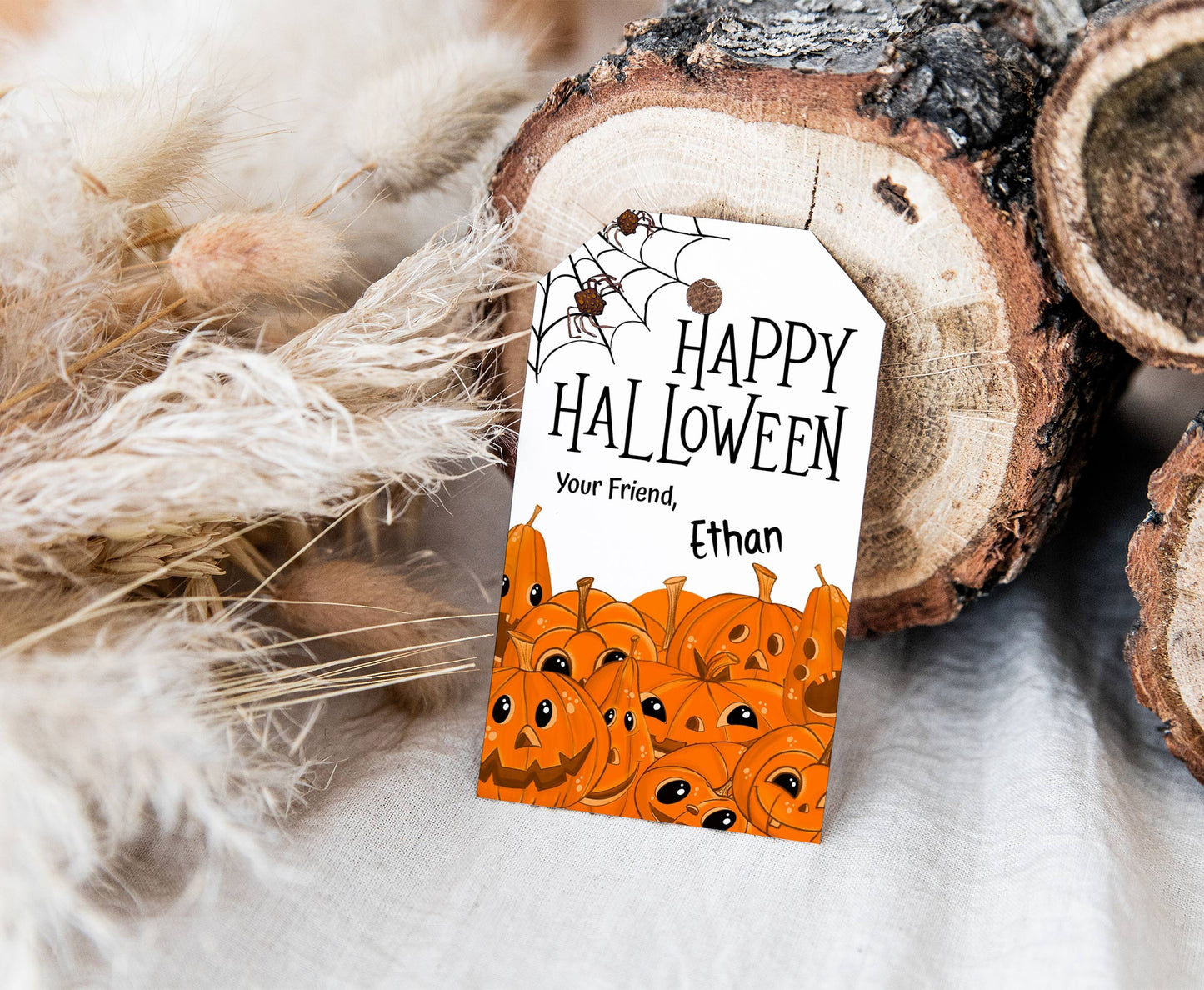 Editable Halloween Thank You Tags | Pumpkin Favor Tags - 115J