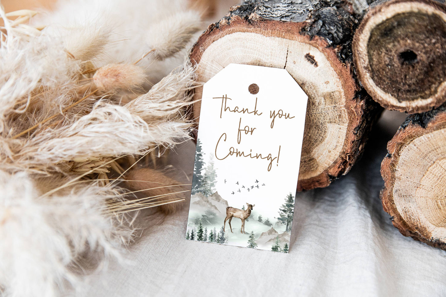 Forest Deer Thank You Tags | Woodland Party Favor Tags - 47H