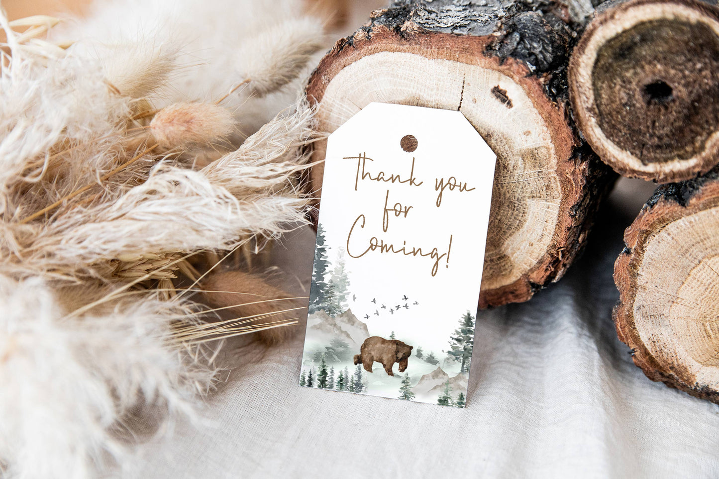Forest Bear Thank You Tags | Woodland Party Favor Tags - 47H