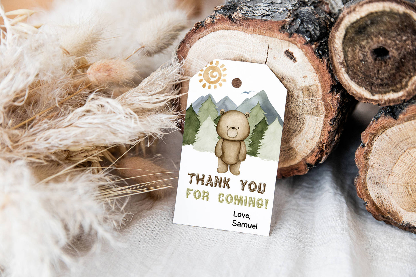 EDITABLE Bear Thank You Tags | Woodland Birthday Party Printable - 47I