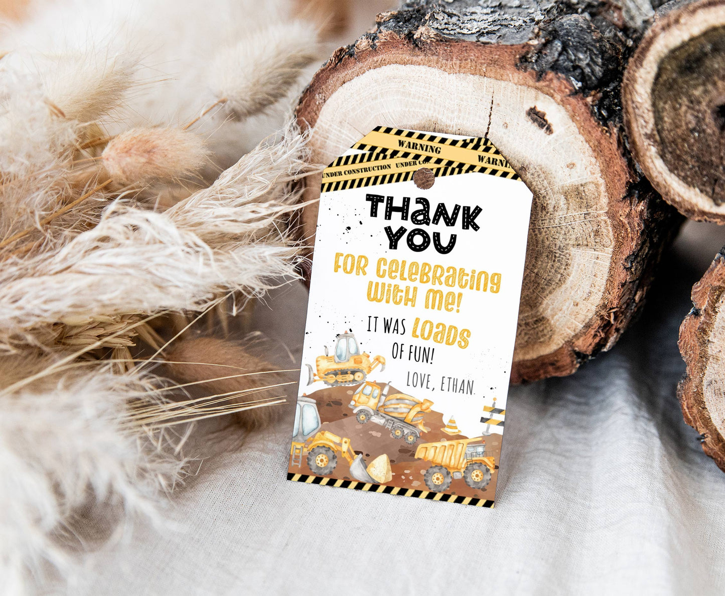 Construction Thank You Tags | Construction Birthday Party Printable - 07A