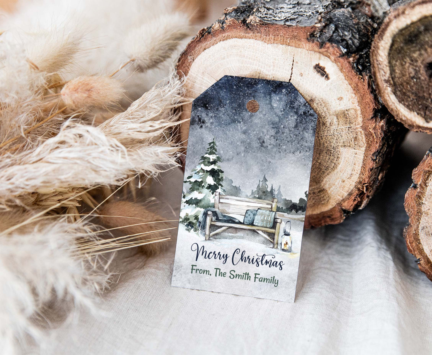 Editable Pine tree gift Tags | Merry Christmas Tag - 112