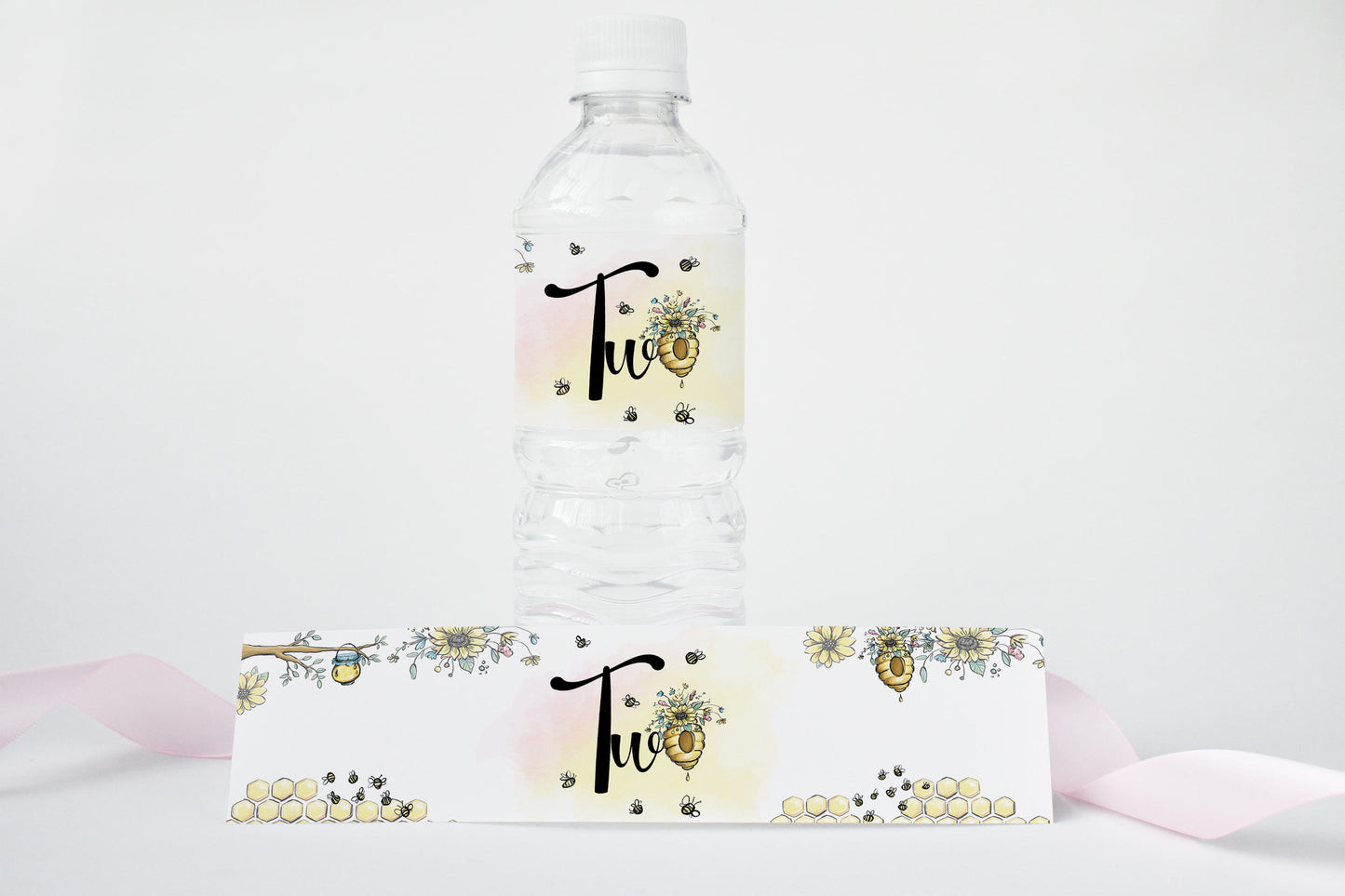Bee Second Birthday Water Bottle Labels | Bumble Bee Theme Party - 61A
