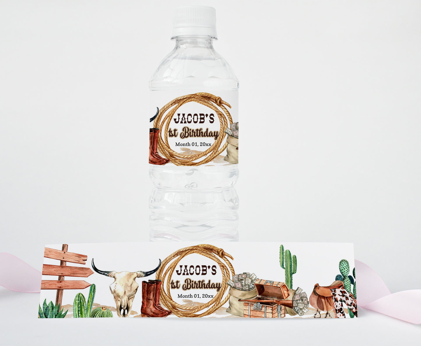 Editable Rodeo Water Labels | Cowboy Birthday Party Decorations- 34A